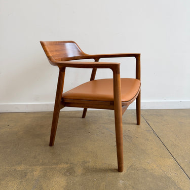 Maruni Hiroshima Walnut Spinnybeck Leather Lounge Chair by Naoto Fukasawa