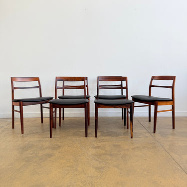 Danish Modern Henning Kjærnulf Rosewood Dining Chairs for Vejle Stole - Maharam Leather