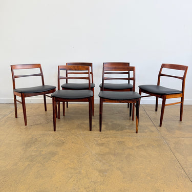 Danish Modern Henning Kjærnulf Rosewood Dining Chairs for Vejle Stole - Maharam Leather