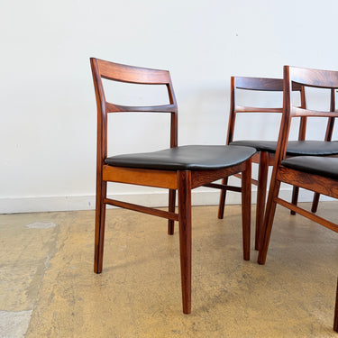 Danish Modern Henning Kjærnulf Rosewood Dining Chairs for Vejle Stole - Maharam Leather