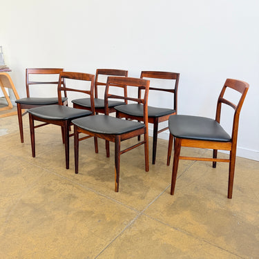 Danish Modern Henning Kjærnulf Rosewood Dining Chairs for Vejle Stole - Maharam Leather