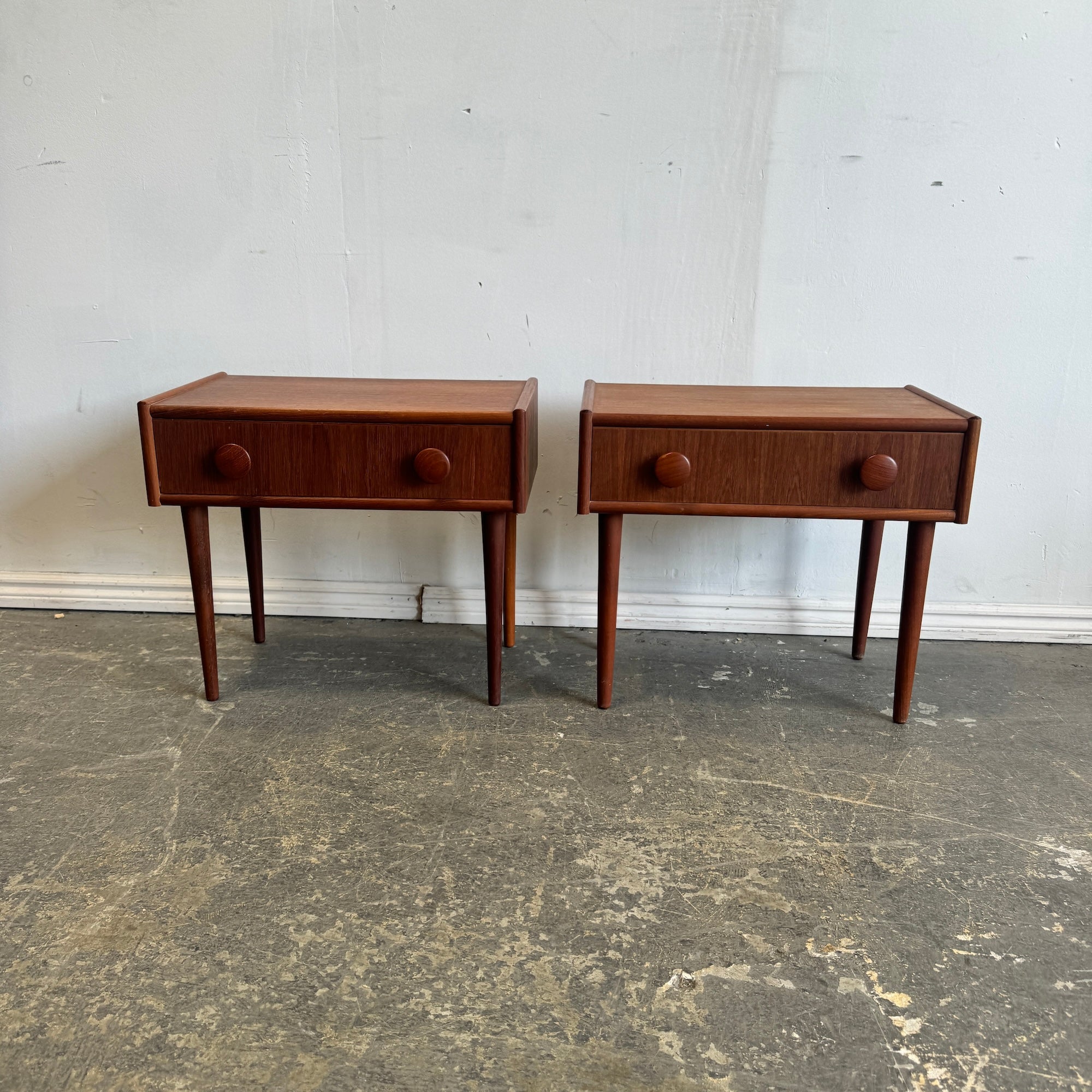 Danish Modern Teak Single Drawer set of 2 nightstands