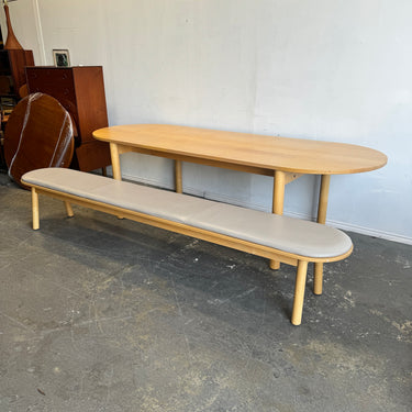 Corral Pill Dining table with Matching leather upholstery bench