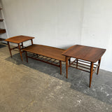 Mid Century Modern Surfboard coffee table and two side tables by Bassett
