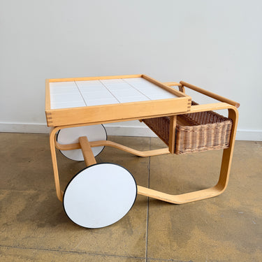 Artek Alvar Aalto Cart 900 in Birch with Rattan and Tile