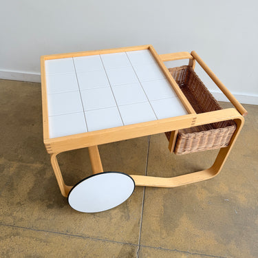 Artek Alvar Aalto Cart 900 in Birch with Rattan and Tile