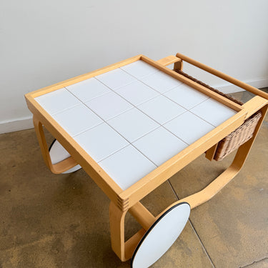 Artek Alvar Aalto Cart 900 in Birch with Rattan and Tile