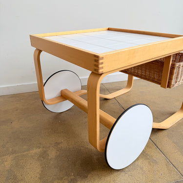 Artek Alvar Aalto Cart 900 in Birch with Rattan and Tile