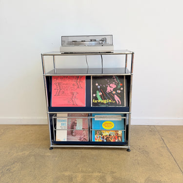 USM Haller Vinyl Record Display + Pullout Storage - Steel Blue