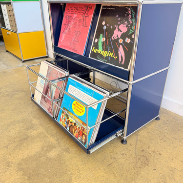 USM Haller Vinyl Record Display + Pullout Storage - Steel Blue