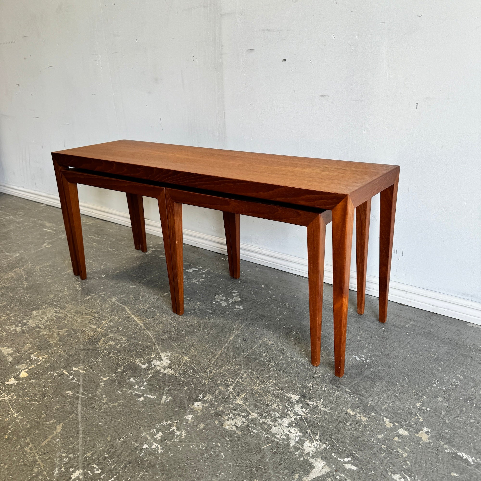 Danish Modern Oblong Nesting Tables in Teak from Haslev Møbelsnedkeri