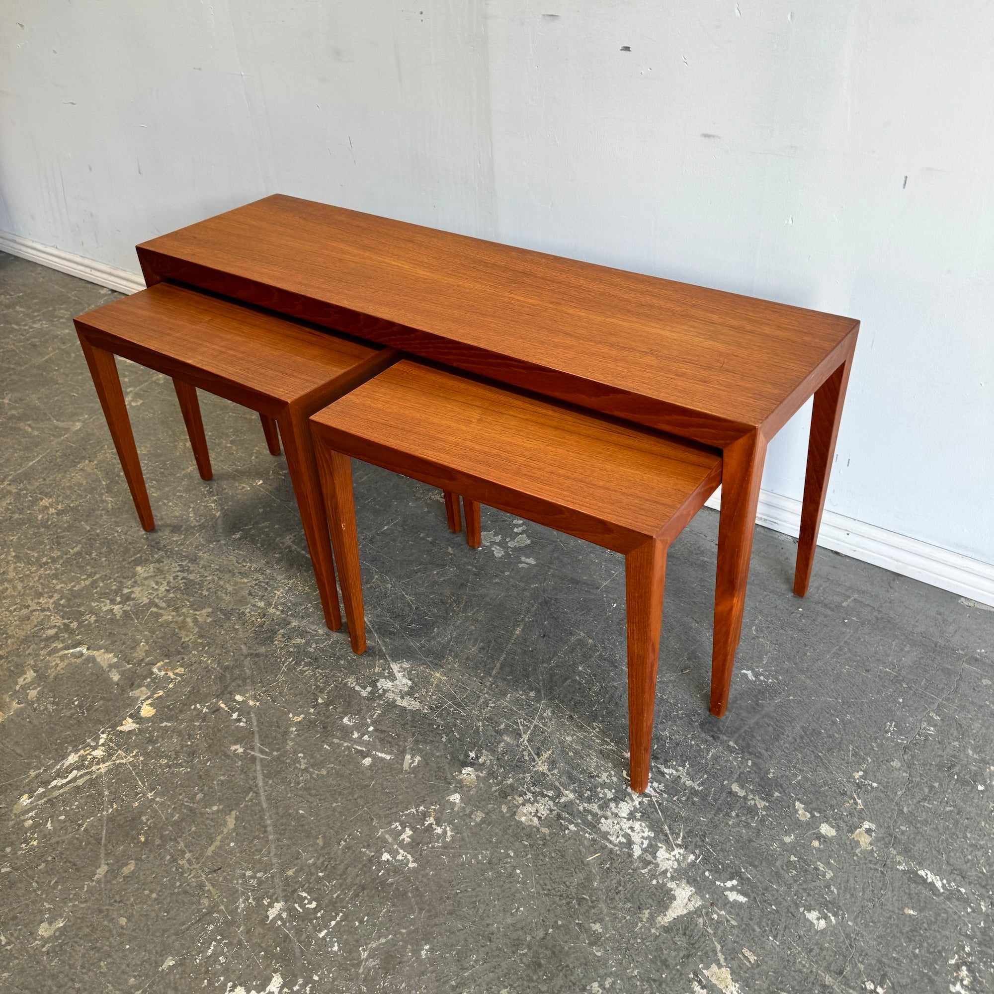 Danish Modern Oblong Nesting Tables in Teak from Haslev Møbelsnedkeri