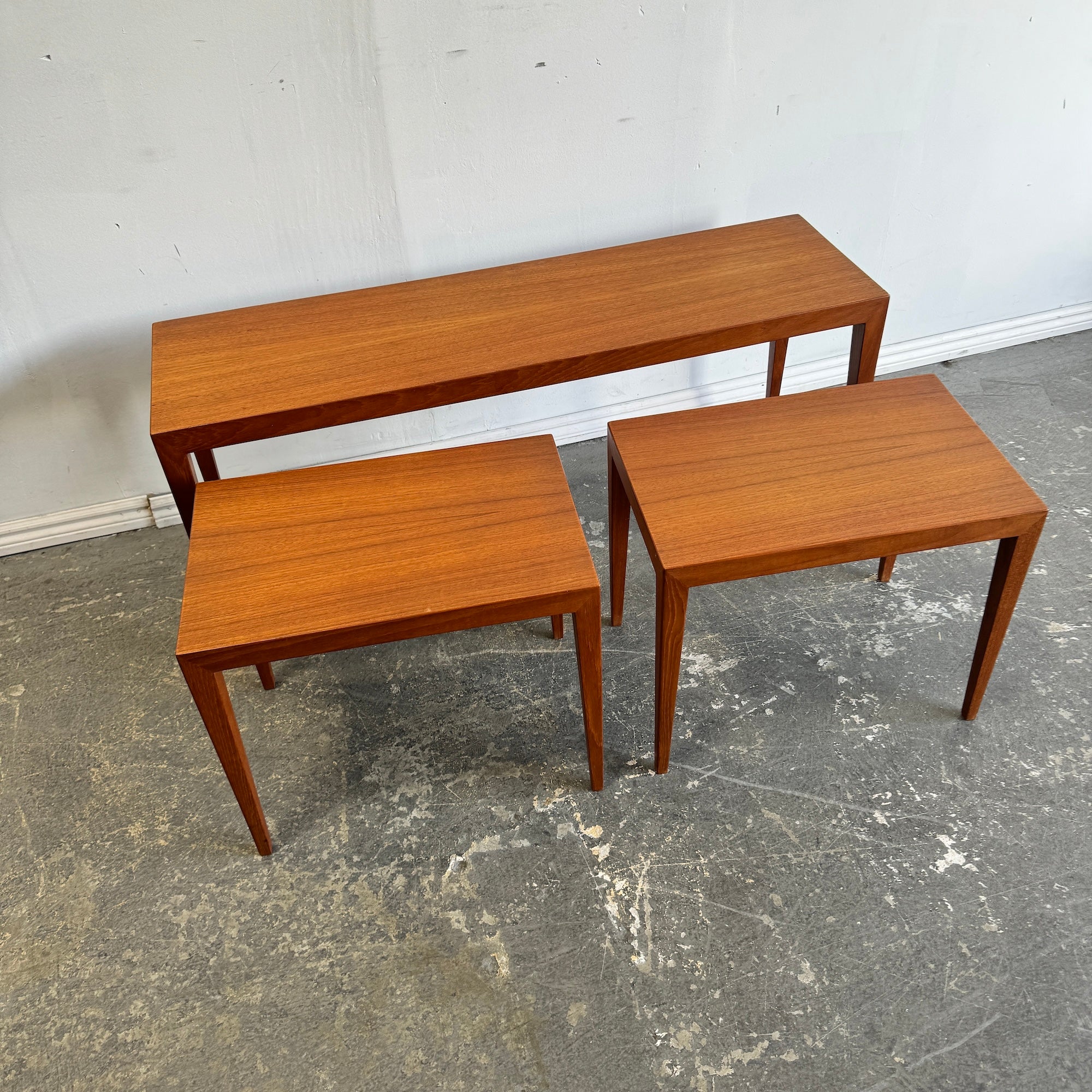 Danish Modern Oblong Nesting Tables in Teak from Haslev Møbelsnedkeri
