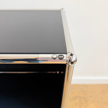 USM Haller Slim Open Storage Cabinet - Graphite Black