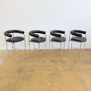 dk3 Baia Leather Counter Stools by Kensaku Oshiro