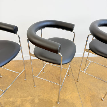 dk3 Baia Leather Counter Stools by Kensaku Oshiro