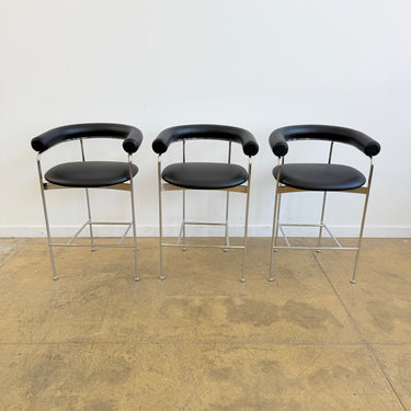 dk3 Baia Leather Counter Stools by Kensaku Oshiro