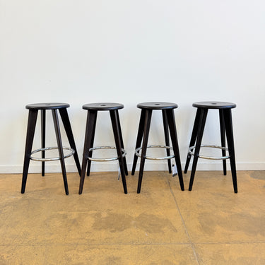 Vitra Jean Prouvé Tabouret Haut Stools in Brown Oakwood - Set of 4