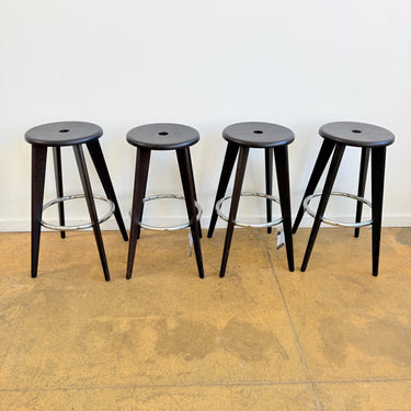 Vitra Jean Prouvé Tabouret Haut Stools in Brown Oakwood - Set of 4