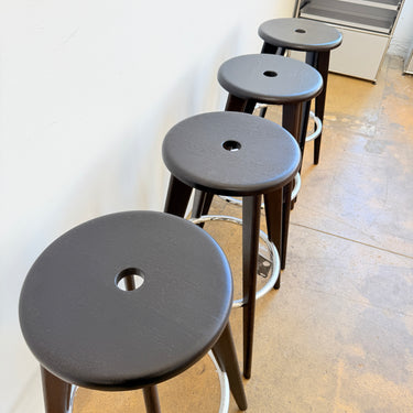 Vitra Jean Prouvé Tabouret Haut Stools in Brown Oakwood - Set of 4