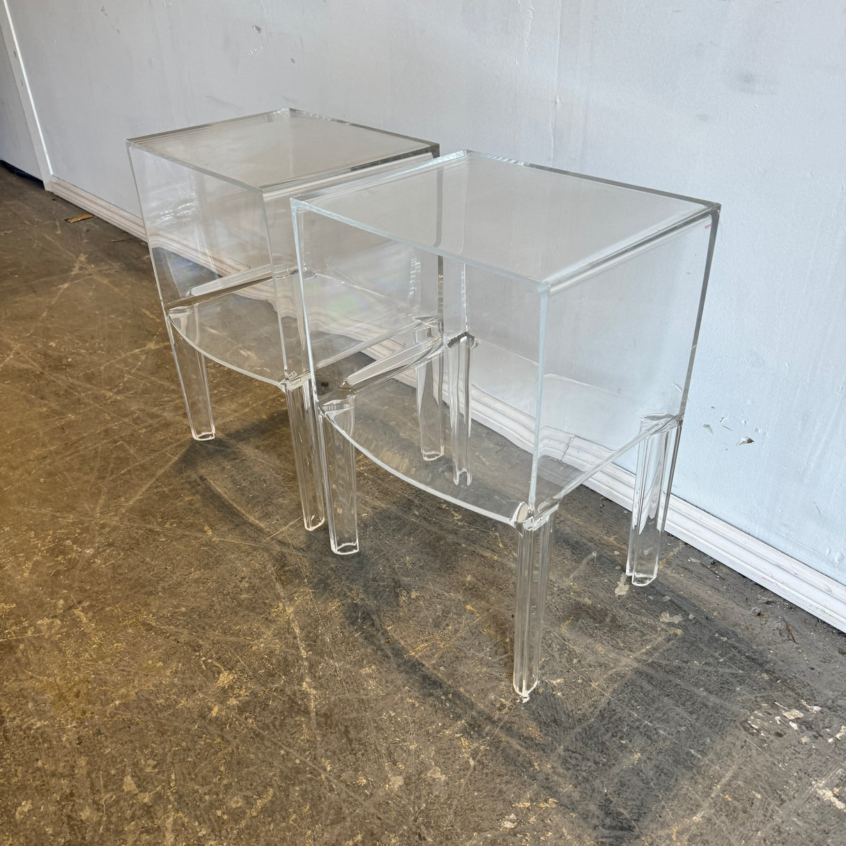 Authentic Pair of Kartell Small Ghost Buster Side Table by Philippe Starck (Translucent)