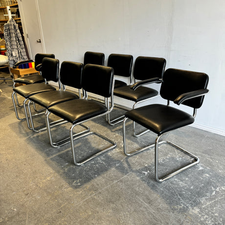 Authentic! Knoll Marcel Breuer Set of 8 Leather Cesca Chairs