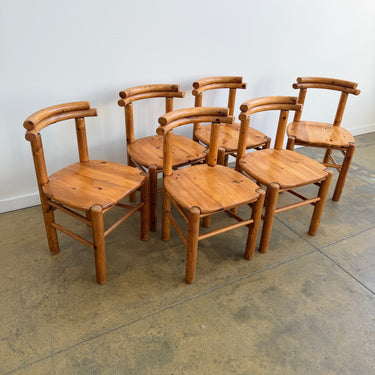 Vintage Solid Pinewood 6 Dining Chairs by Rainer Daumiller