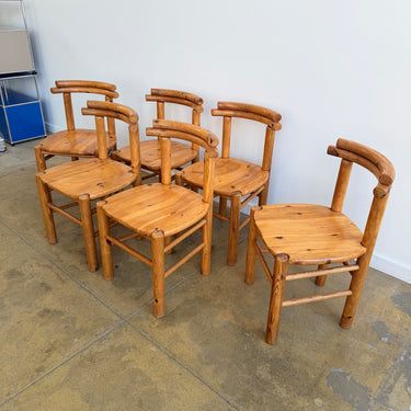 Vintage Solid Pinewood 6 Dining Chairs by Rainer Daumiller