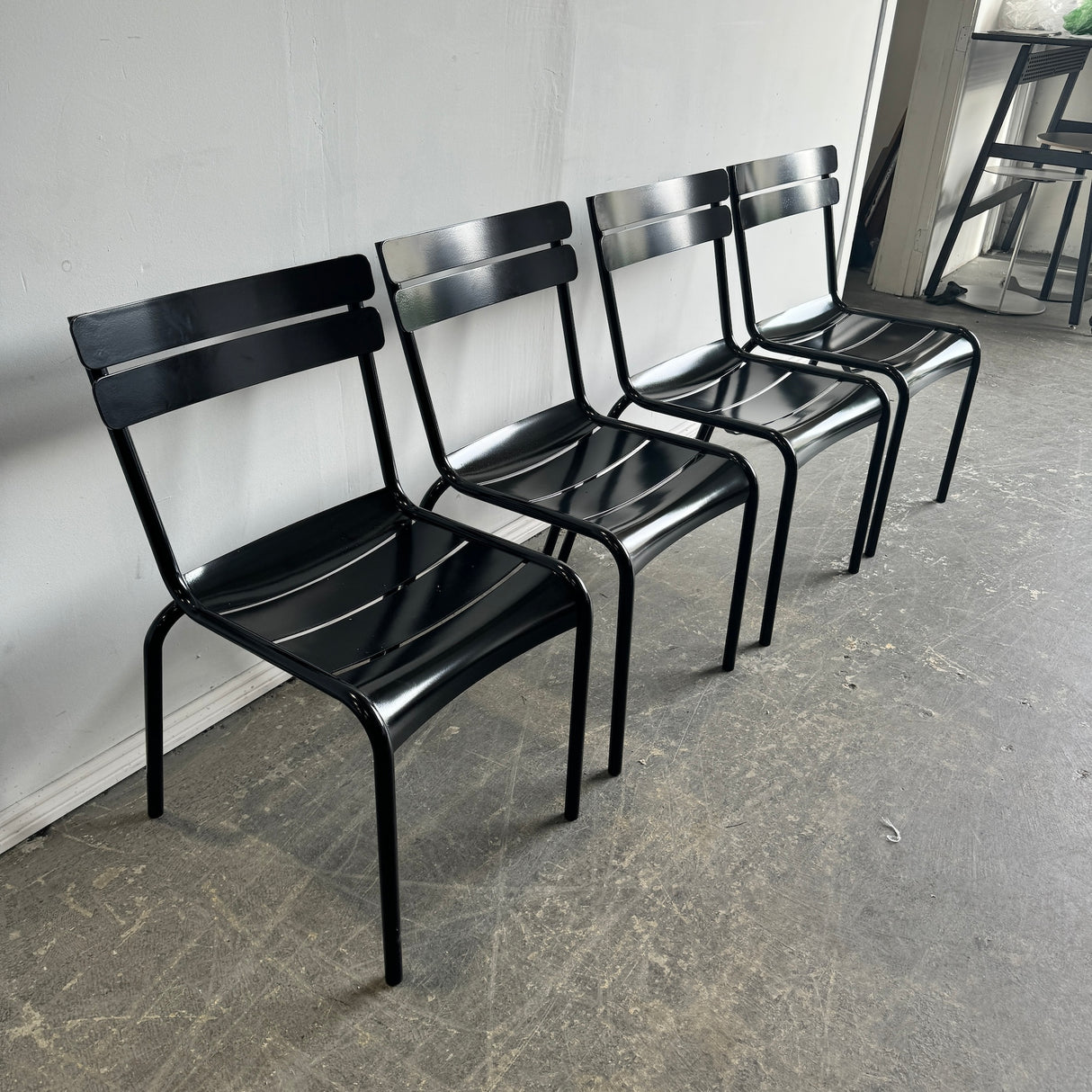 Fermob Set of 4 Luxembourg outdoor dining chairs by Frédéric Sofia