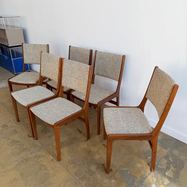 Danish Modern Solid Teak Dining Chairs - Set of 6