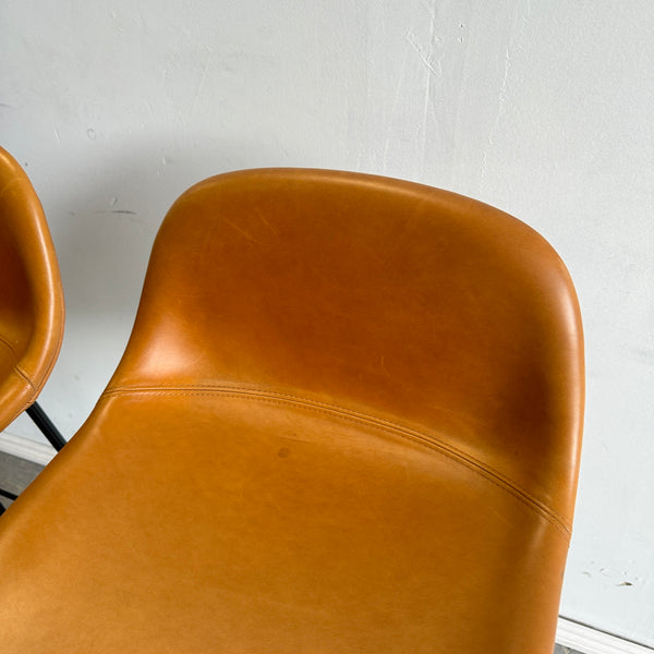 Design Within Reach Muuto Fiber tube leather pair of barstool