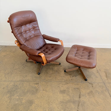 Vintage Göte Mobler Reclining Swivel lounge chair with Ottoman