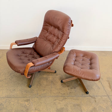 Vintage Göte Mobler Reclining Swivel lounge chair with Ottoman