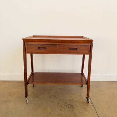 Danish Modern Teak Trolley Cabinet on Wheel