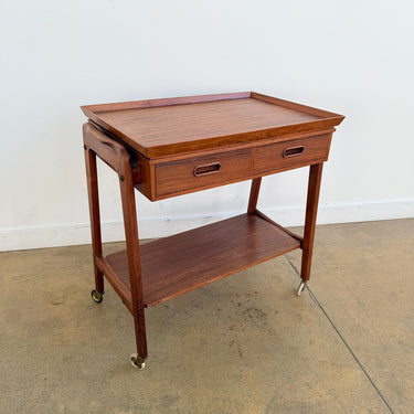 Danish Modern Teak Trolley Cabinet on Wheel