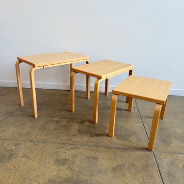 Rare! Artek Alvar Aalto Nesting Table Set "Model E88" in Birch