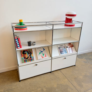 USM Haller 2x4 storage cabinet with Display Panel - Pure White