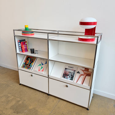 USM Haller 2x4 storage cabinet with Display Panel - Pure White