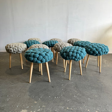 GAN RUGS Knitted Rings Grey Stool
