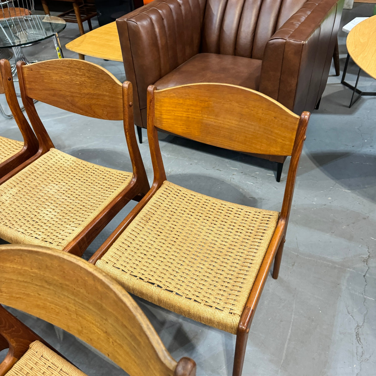 Danish Modern set of 8 Poul volther style cord dining chairs