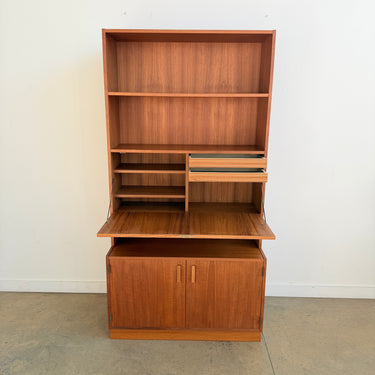 Danish Modern Teak Bookshelf cabinet with Drop Down Desk