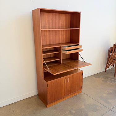 Danish Modern Teak Bookshelf cabinet with Drop Down Desk