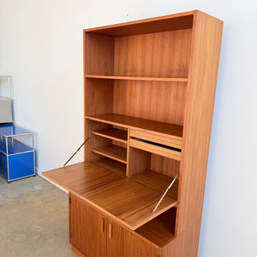 Danish Modern Teak Bookshelf cabinet with Drop Down Desk