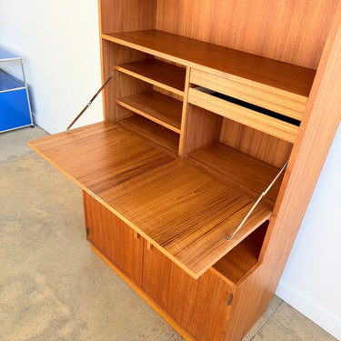 Danish Modern Teak Bookshelf cabinet with Drop Down Desk