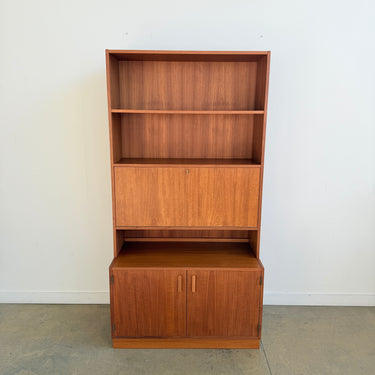 Danish Modern Teak Bookshelf cabinet with Drop Down Desk