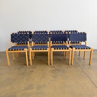 Alvar Alto set of 8 Model 611 Dining Chairs - Navy