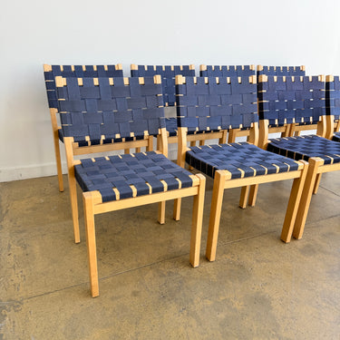 Alvar Alto set of 6 Model 611 Dining Chairs - Navy