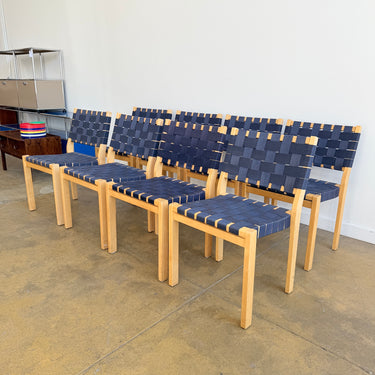 Alvar Alto set of 8 Model 611 Dining Chairs - Navy