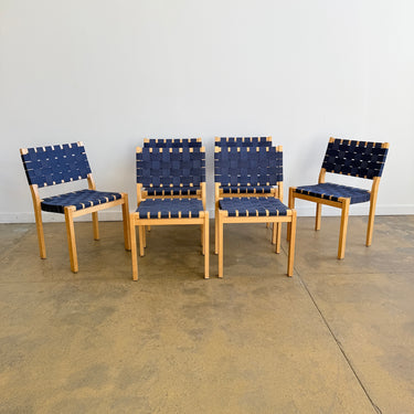 Alvar Alto set of 6 Model 611 Dining Chairs - Navy