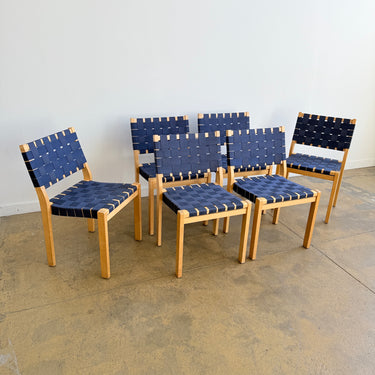 Alvar Alto set of 6 Model 611 Dining Chairs - Navy